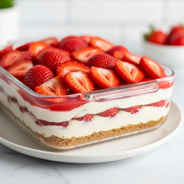 Strawberry Pretzel Dessert with Fresh Strawberries