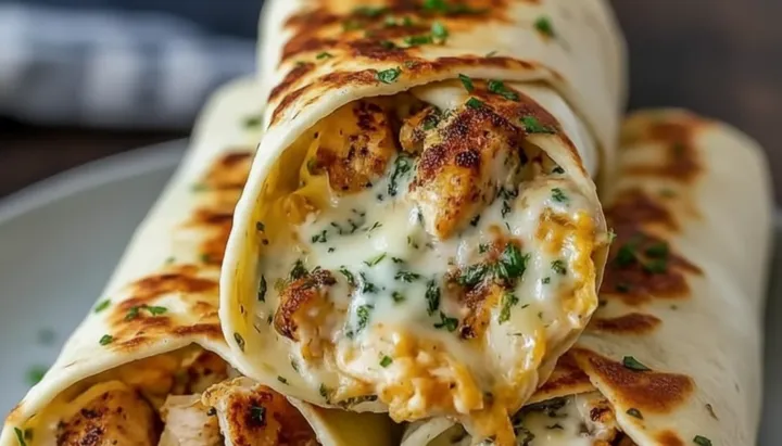 Low Carb Cheesy Garlic Chicken Wraps