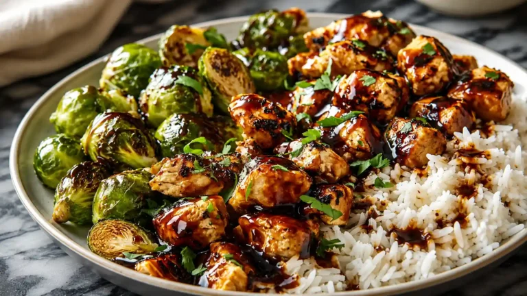 Air Fryer Sweet Chili Chicken and Brussels Sprouts