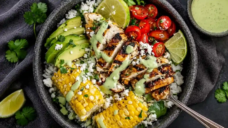 Cilantro Lime Chicken and Rice Bowls with Spicy Green Goddess Dressing