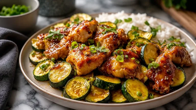 Sheet Pan Hot Honey Garlic Chicken and Zucchini
