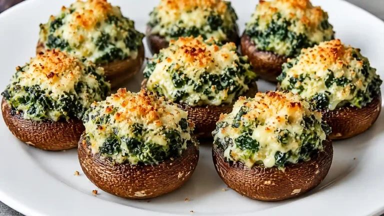 High Protein Spinach Dip Stuffed Mushrooms