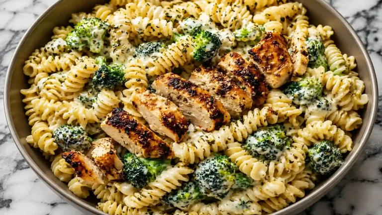 Quick and Easy High Protein Rotisserie Chicken Broccoli Pasta