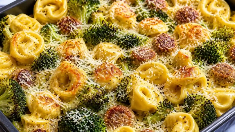 Sheet Pan Broccoli Tortellini Bake
