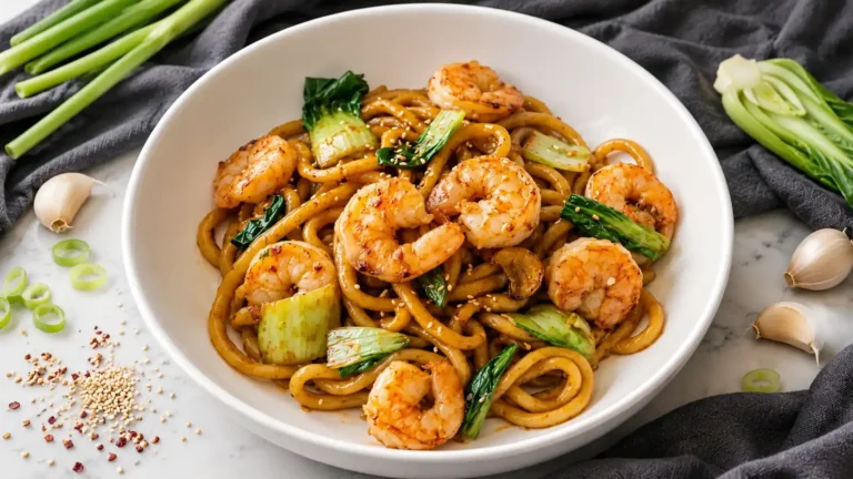Szechuan Noodles with Garlic Shrimp