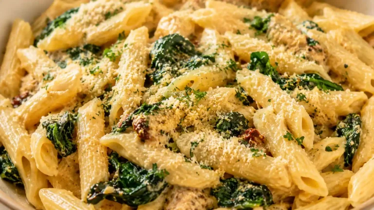 The Best Creamy Chicken Spinach Penne Pasta (Easy 30 Minute Dinner)