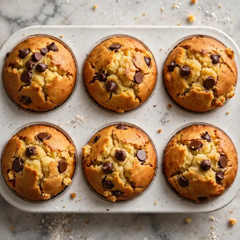 Golden banana muffins with cracked tops