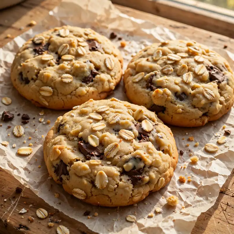 Chewy banana oat cookies with chocolate chips