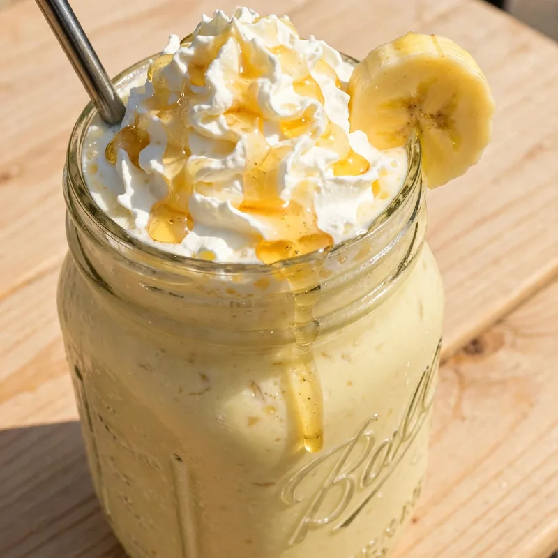 Banana milkshake with whipped cream