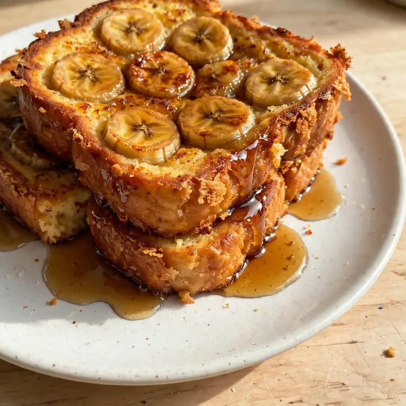 Banana French toast with maple syrup