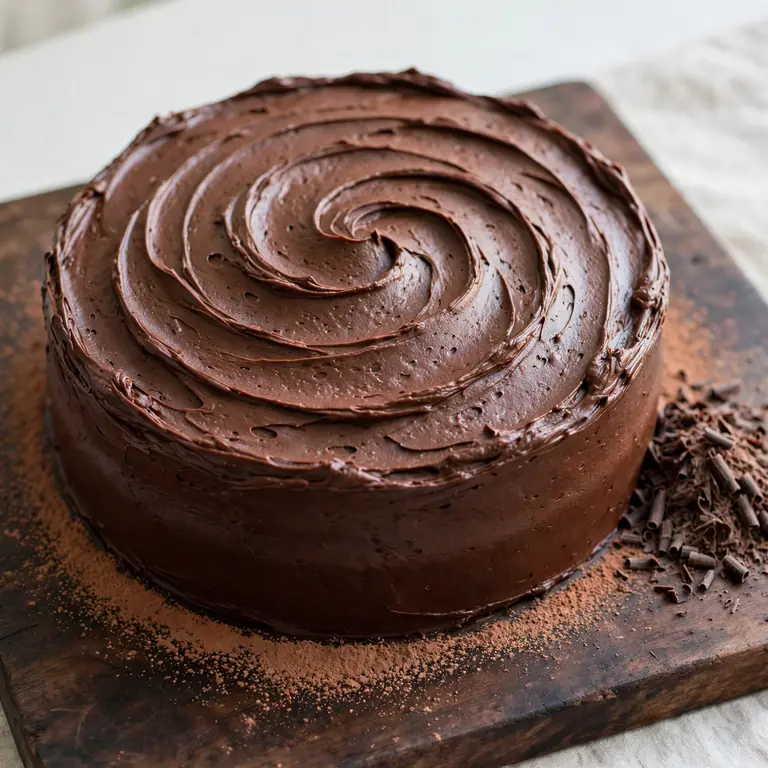 Chocolate cake overhead view