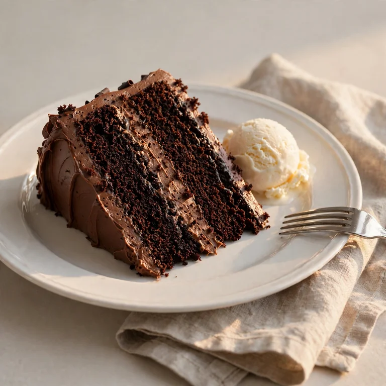 Serving chocolate cake slice