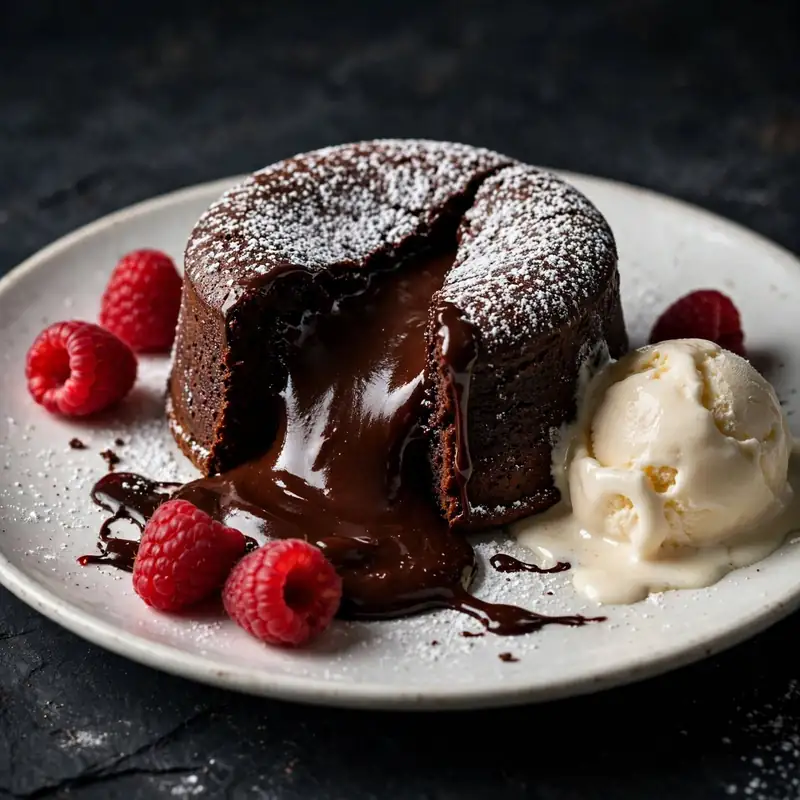Chocolate lava cake with molten chocolate center