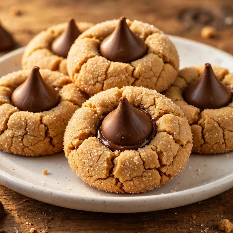 Peanut butter blossom cookies with chocolate kisses