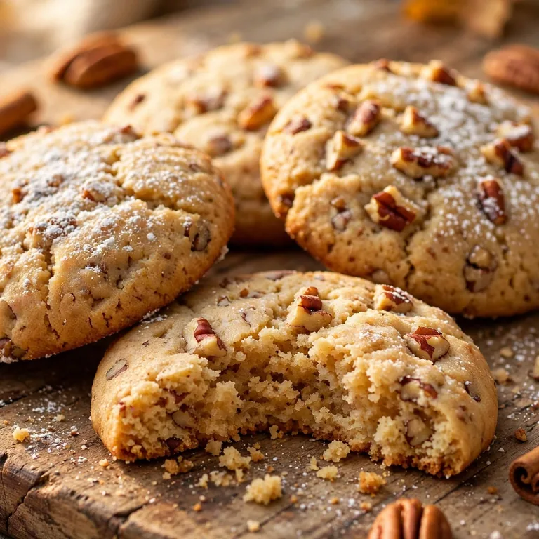 Golden brown sugar pecan sandie cookies