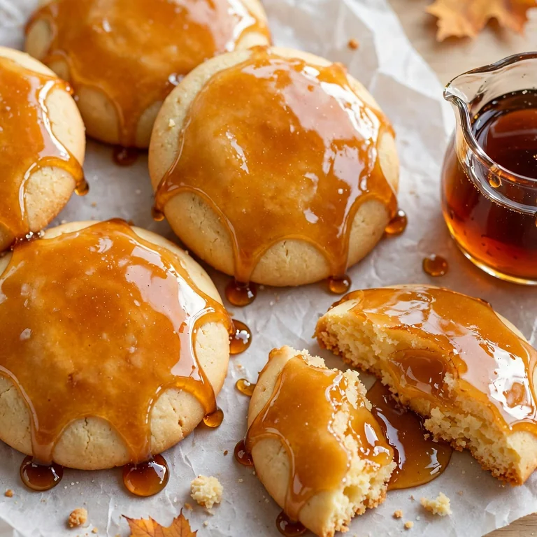 Maple glazed butter cookies with amber glaze
