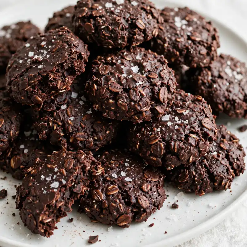 Dark chocolate sea salt no-bake cookies