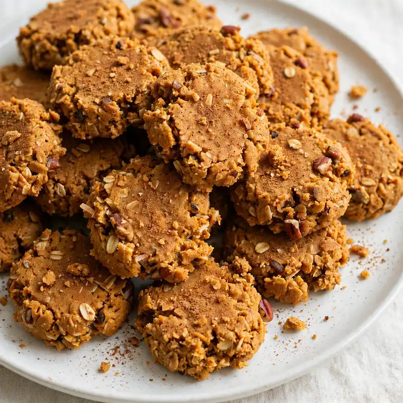 Pumpkin spice no-bake cookies with cinnamon dusting