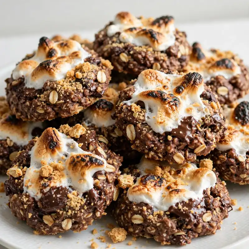 S'mores no-bake cookies with toasted marshmallow