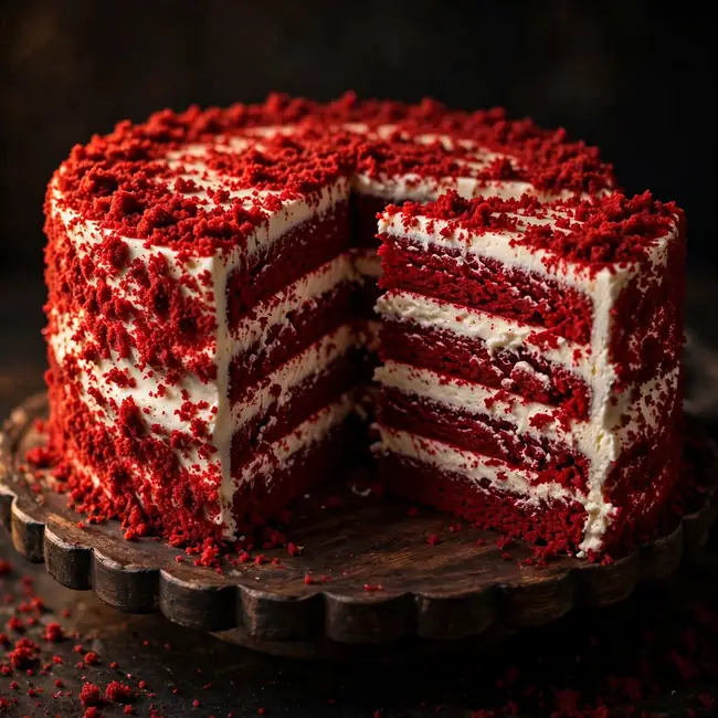 Red velvet layer cake with cream cheese frosting