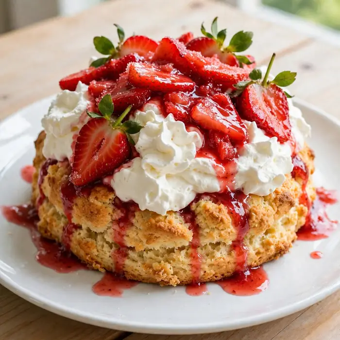 Strawberry shortcake with whipped cream